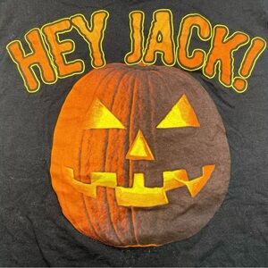 Vtg Halloween T Shirt Sz XL Black Orange Pumpkin Hey Jack o lantern Cotton USA
